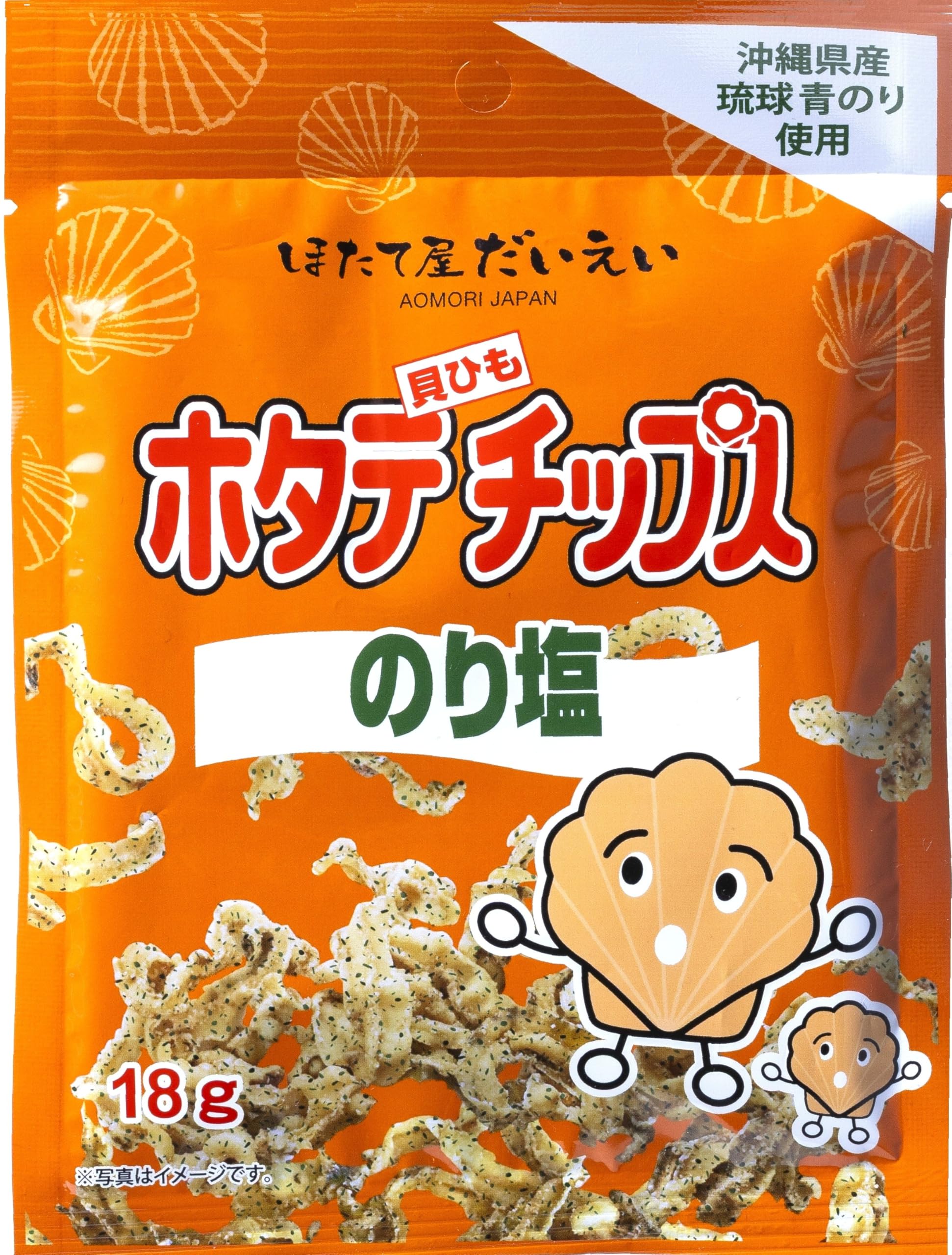 Amazon | のり塩味も出た 青森県産 ホタテ貝ひもチップス 3種×各2個 し